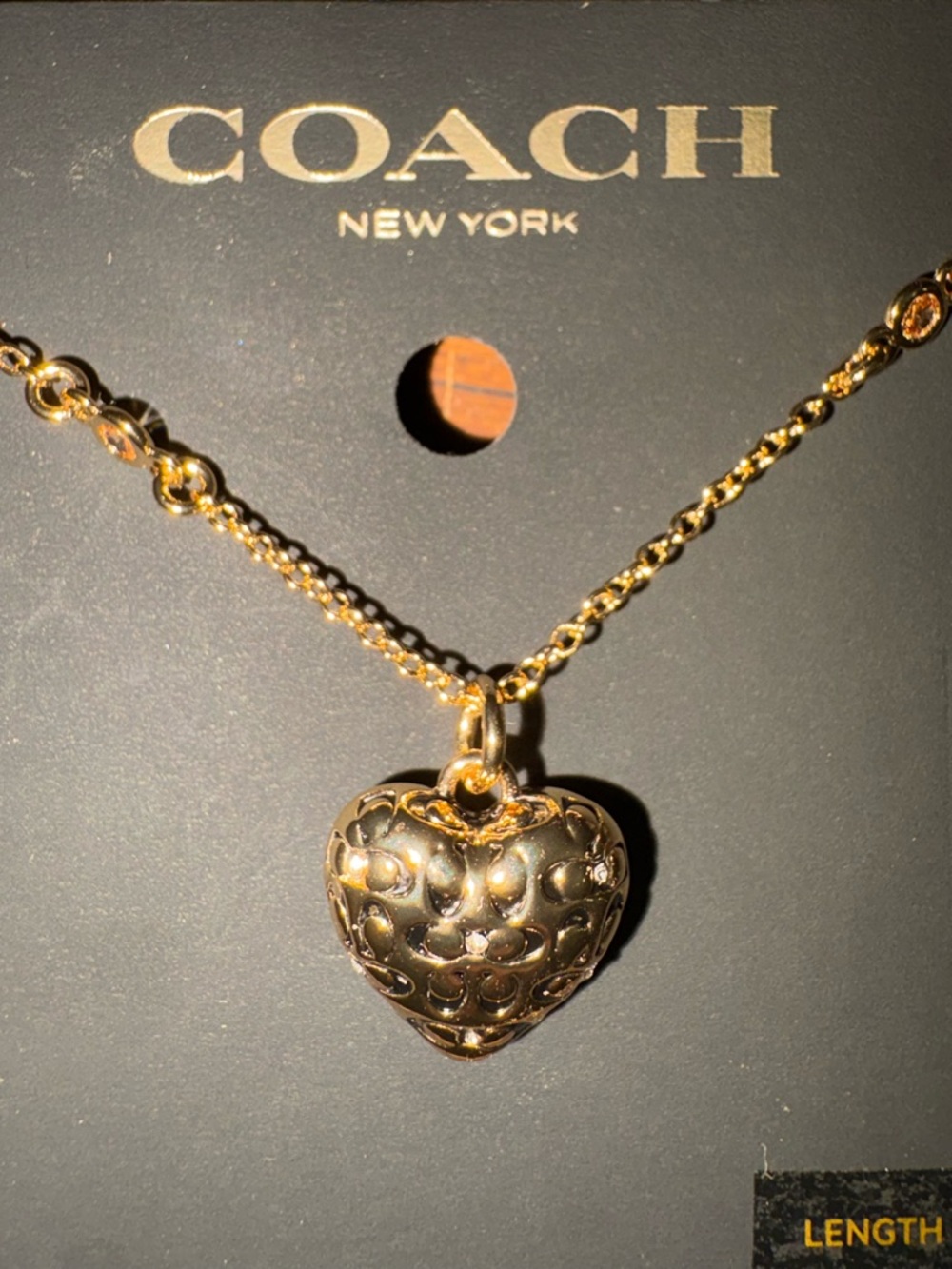 Coach Gold Heart Charm Necklace - Gold - Picture 2 of 6
